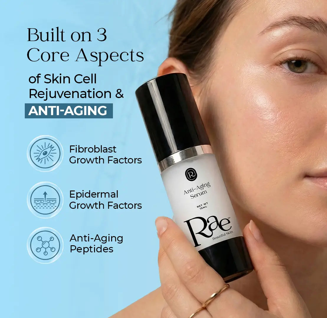 Rae Anti-Aging Serum for Wrinkles, Fine Lines & Firmness, Patented Formula for Smooth Radiant Skin