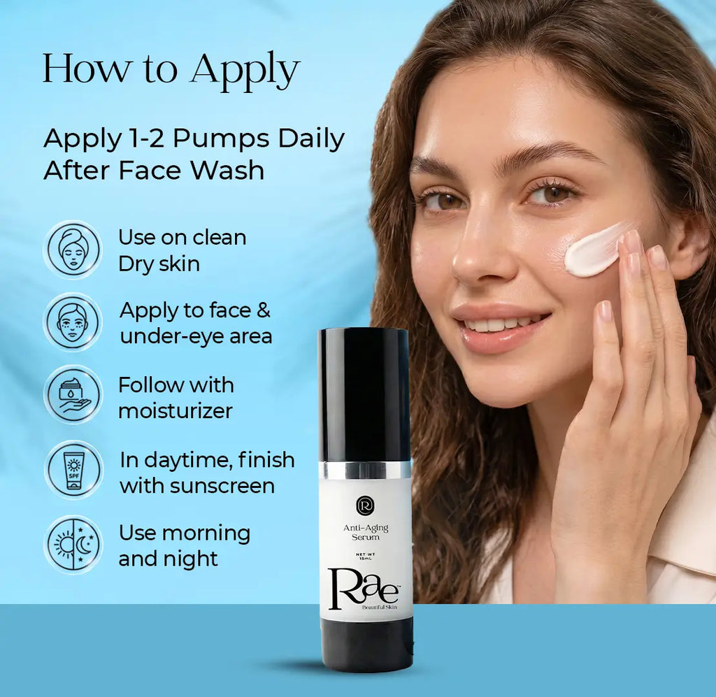 Rae Anti-Aging Serum for Wrinkles, Fine Lines & Firmness, Patented Formula for Smooth Radiant Skin